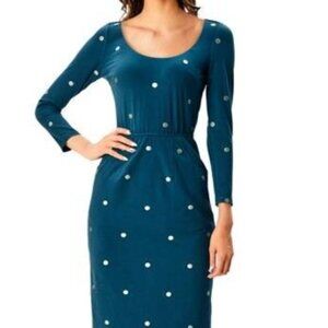 Embellished polka dot cotton jersey sheath dress
